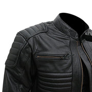 Motorcycle Leather Jacket Motorbike Genuine Black Biker CE Armour Fashion Jacket - #Kilts Boutique#