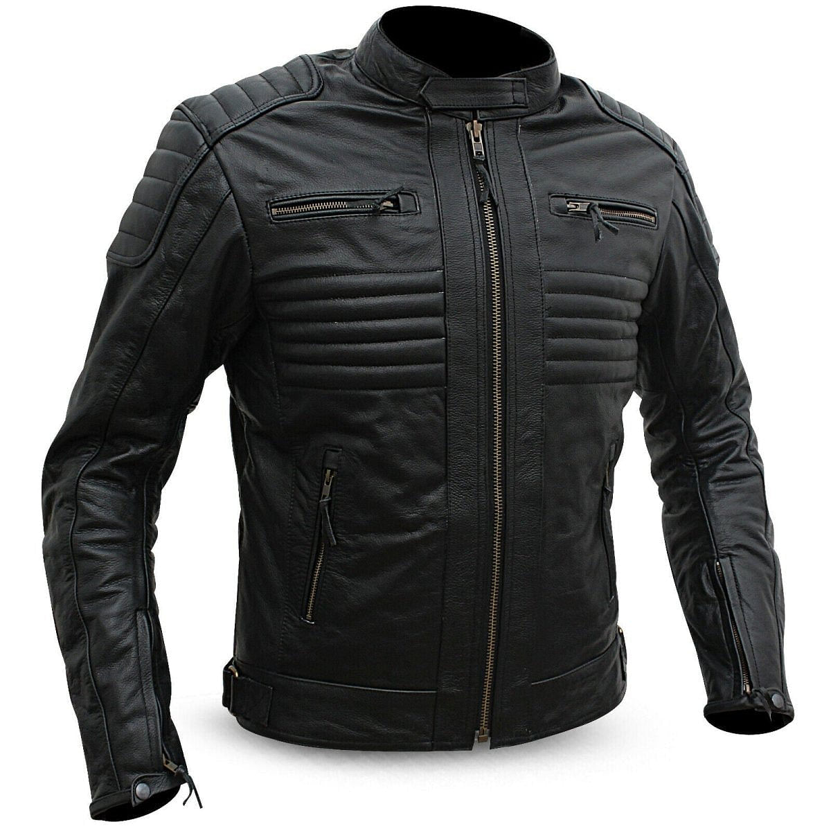 Motorcycle Leather Jacket Motorbike Genuine Black Biker CE Armour Fashion Jacket - #Kilts Boutique#