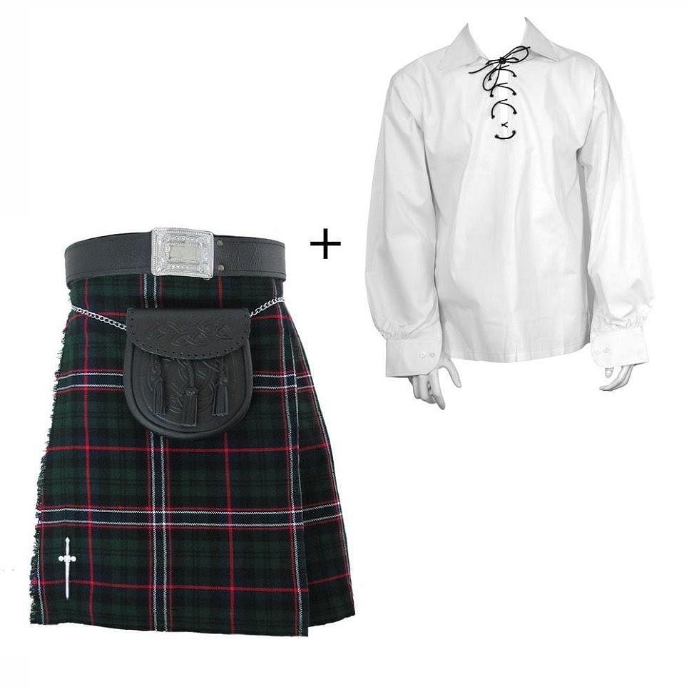 National Scottish Scottish Men's Kilt Outfit Jacobite Shirt Pin, Buckle, Belt, Sporran - #Kilts Boutique#