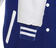 Navy Blue & White Varsity Letterman baseball jacket Wool Body & Leather Sleeves - #Kilts Boutique#