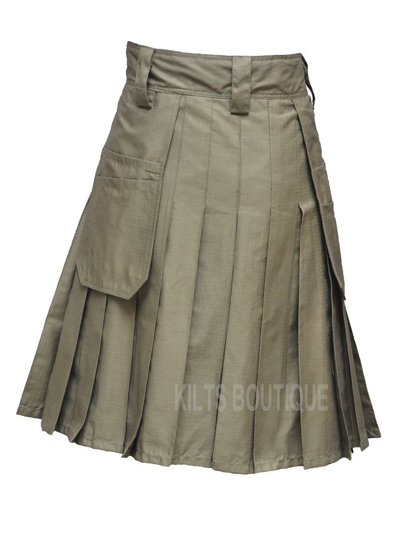 Olive Green Deluxe Utility Work Wear Kilt Working Men with Pockets & loops - #Kilts Boutique#