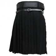 Plain Black Tartan Traditional Scottish Men's Kilt Outfit Pin, Buckle, Belt, Sporran Set - #Kilts Boutique#