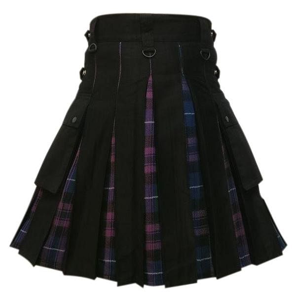 Pride of Scotland Tartan and Black Cotton Utility Hybrid Kilt - #Kilts Boutique#