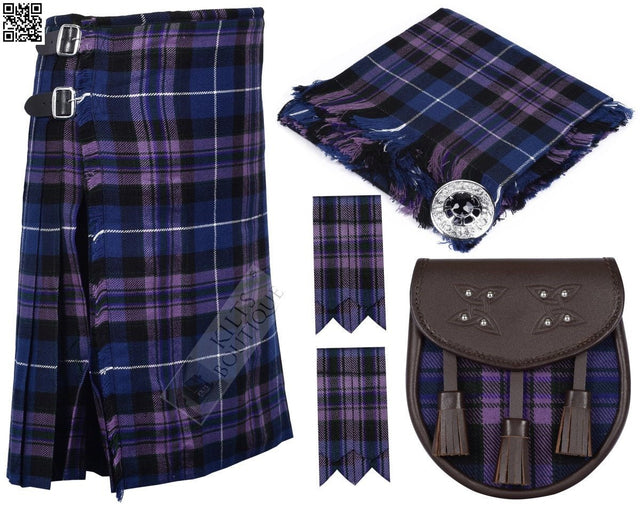 Pride Of Scotland Tartan Traditional Scottish Men's Kilt Outfit , Sporran , Flashes ,Fly plaid & Brooch - #Kilts Boutique#