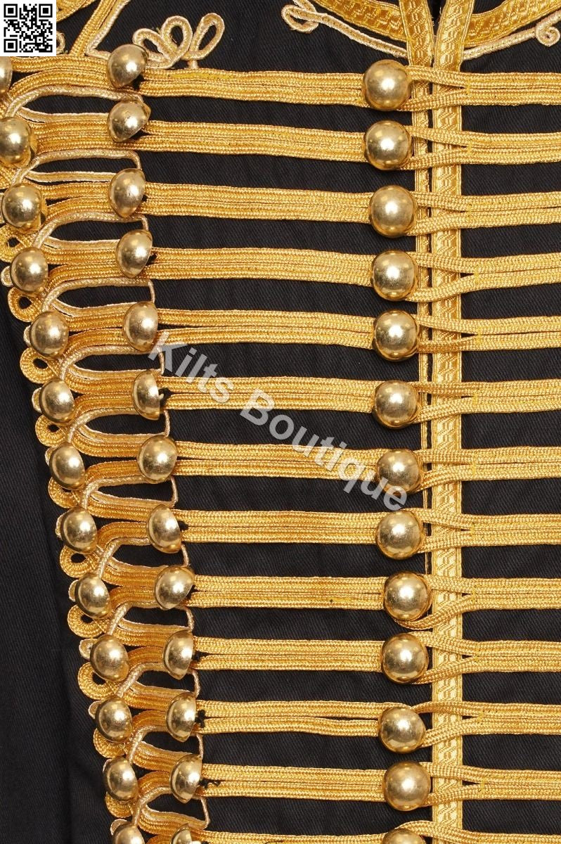 Men's Adam Luxe Military Drummer Black Hussar Jacket, Napoleon Fashion Jacket