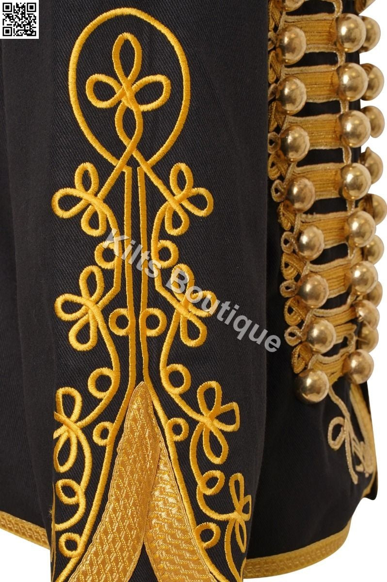 Men's Adam Luxe Military Drummer Black Hussar Jacket, Napoleon Fashion Jacket