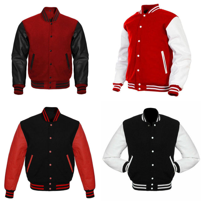 Sale Wool Men's Varsity Baseball Jacket Real / Synthetic Leather Sleeves Wool Letterman Boys Jacket
