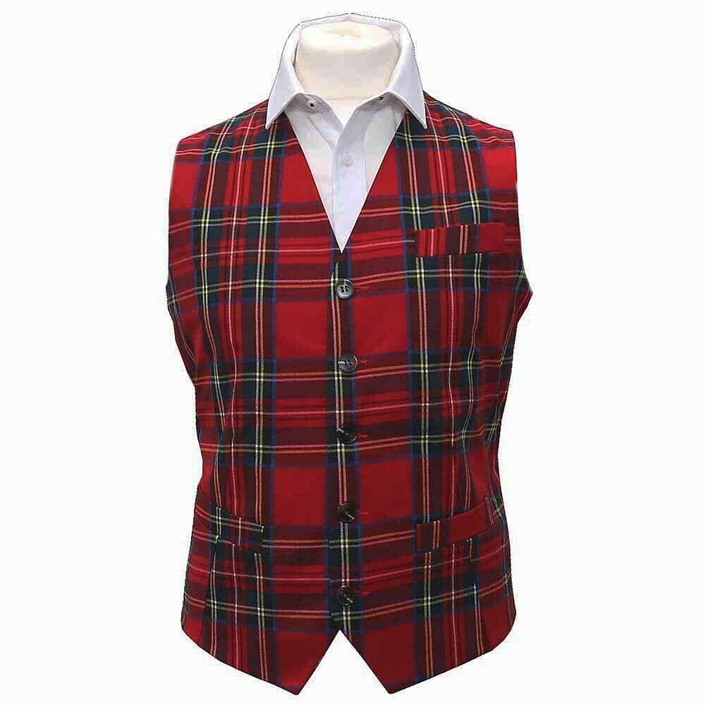 Royal Stewart Scottish Men Traditional Tartan Waistcoat, Plaid - #Kilts Boutique#