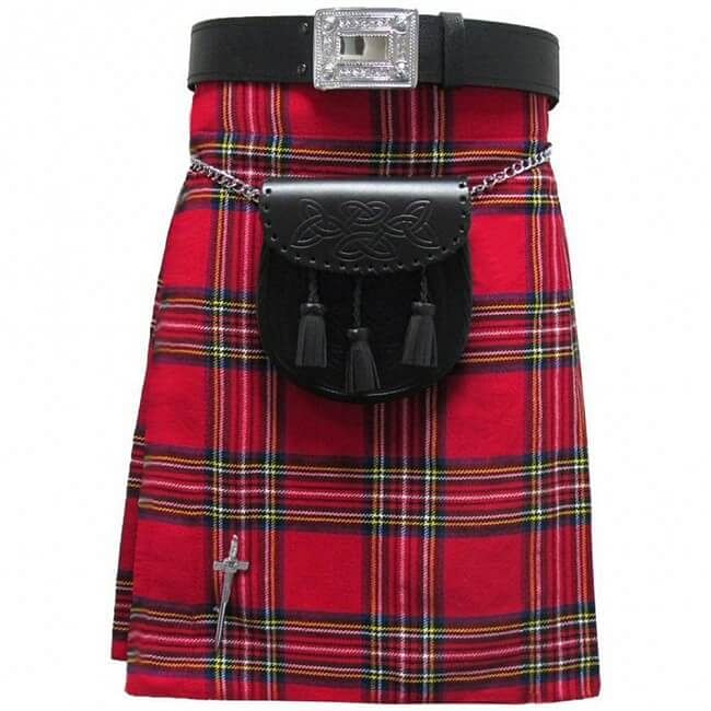 Royal Stewart Scottish Men's Kilt Outfit Pin, Buckle, Belt, Sporran Set