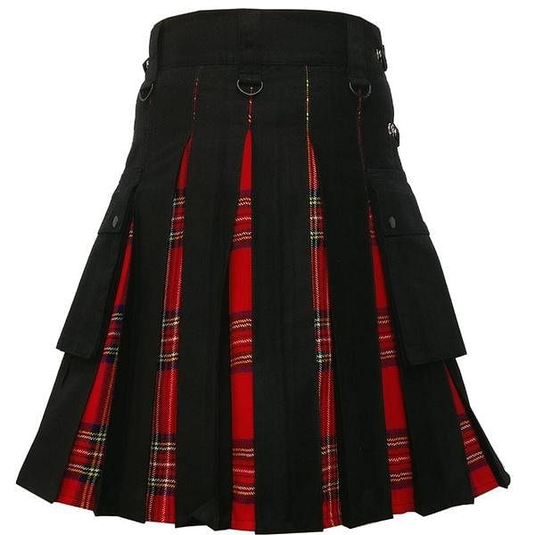 Royal Stewart Tartan and Black Cotton Modern Hybrid Utility Kilt - #Kilts Boutique#