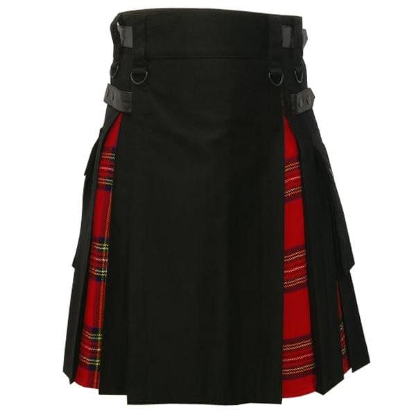 Royal Stewart Tartan and Black Cotton Modern Hybrid Utility Kilt - #Kilts Boutique#