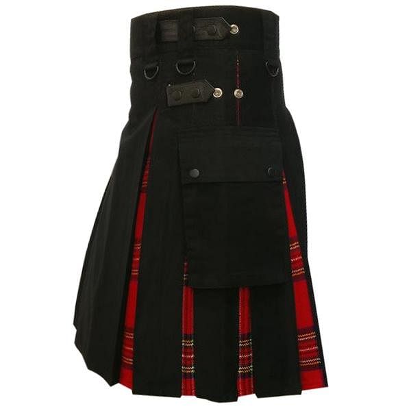 Royal Stewart Tartan and Black Cotton Modern Hybrid Utility Kilt - #Kilts Boutique#