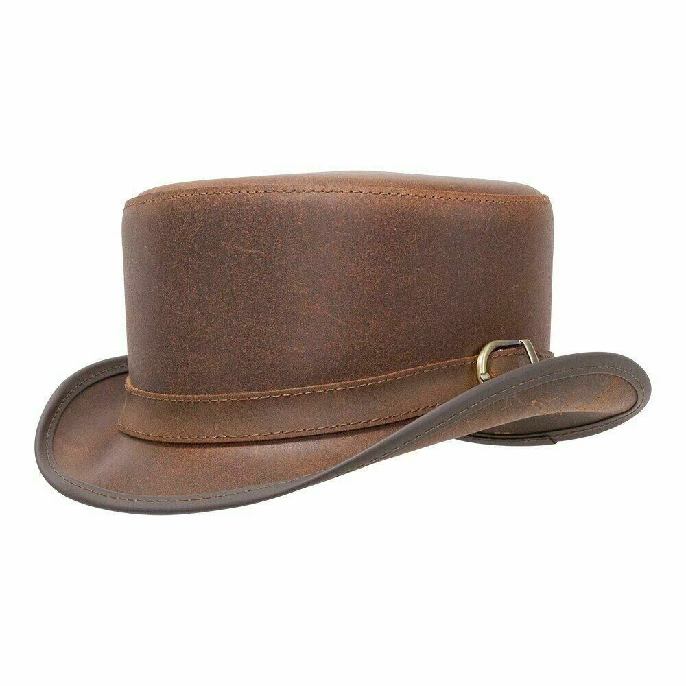 Steampunk Buckle Band Motorcycle Deadman Bromley  Leather Top Hat