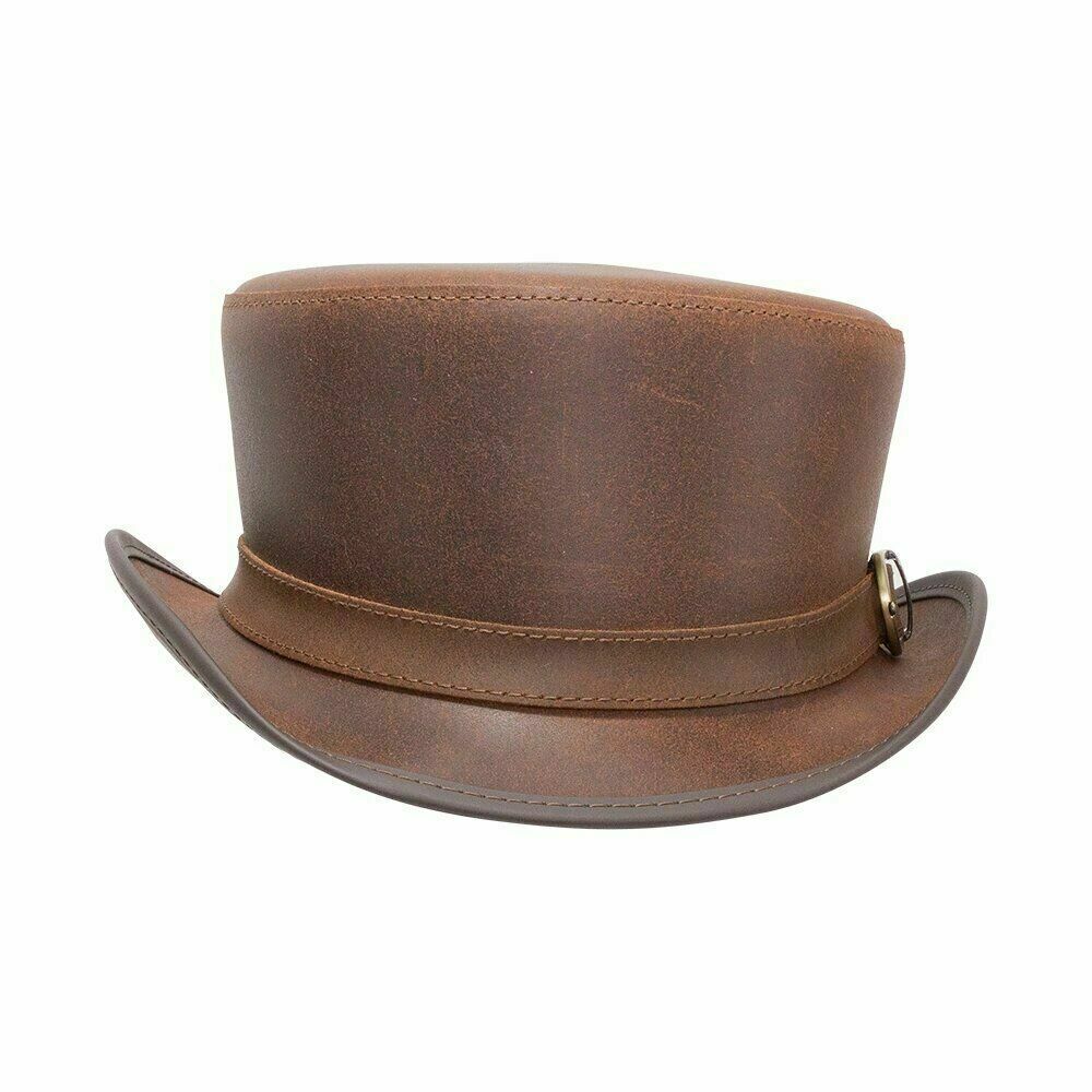 Steampunk Buckle Band Motorcycle Deadman Bromley  Leather Top Hat