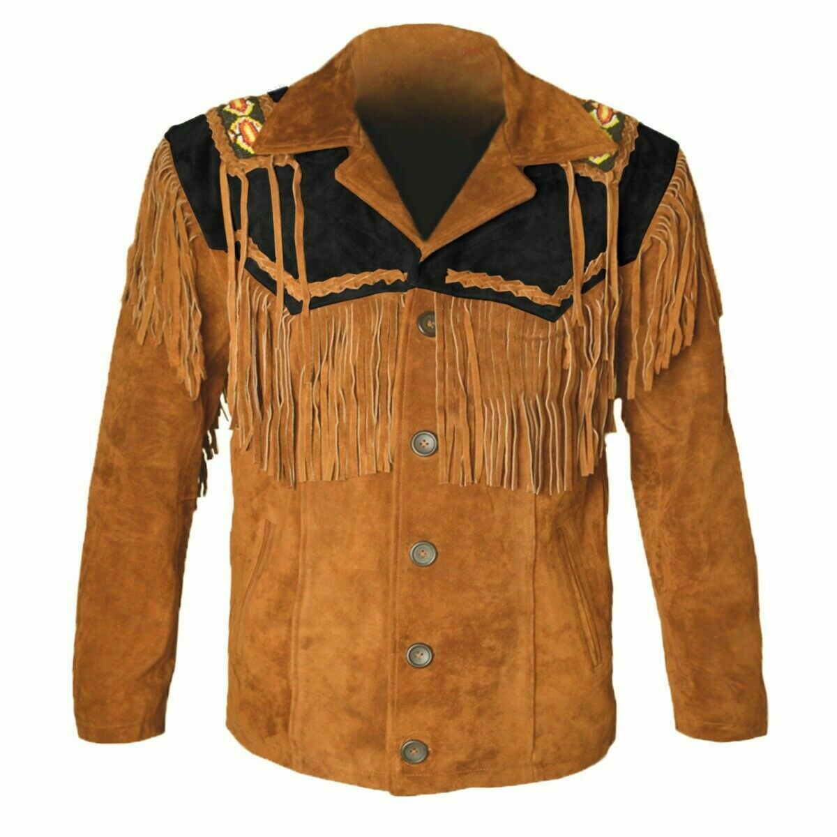 New Men's Suede Western Style Cowboy Leather Jacket With Fringe