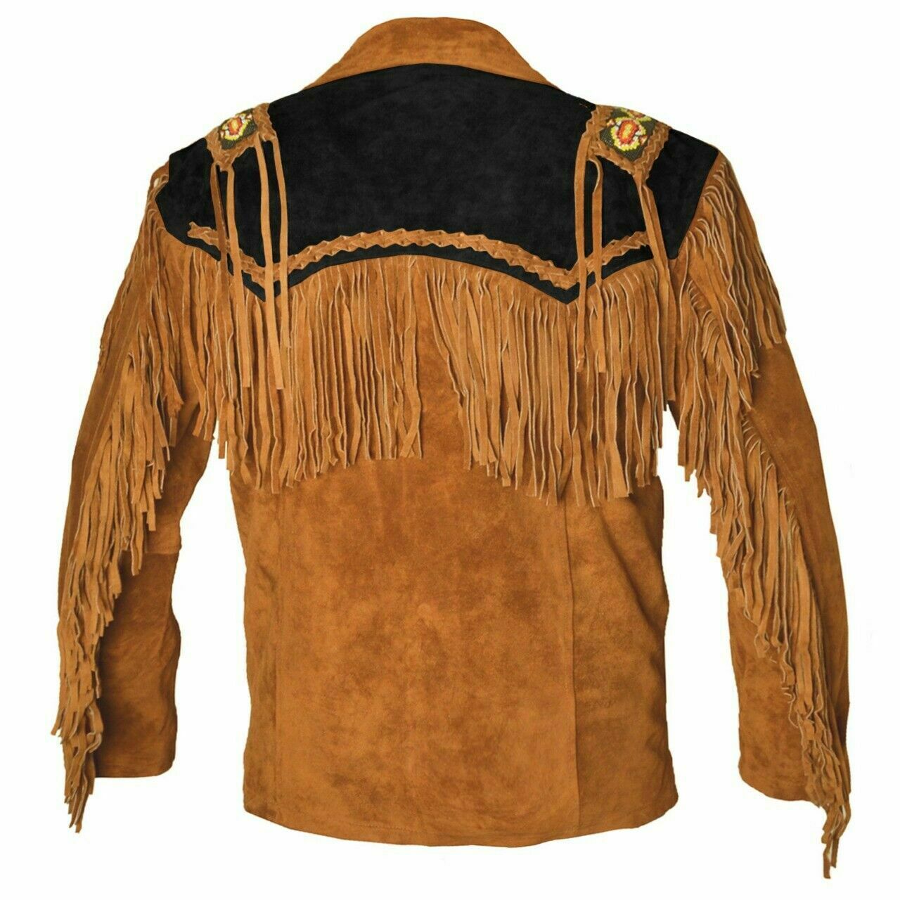 New Men's Suede Western Style Cowboy Leather Jacket With Fringe