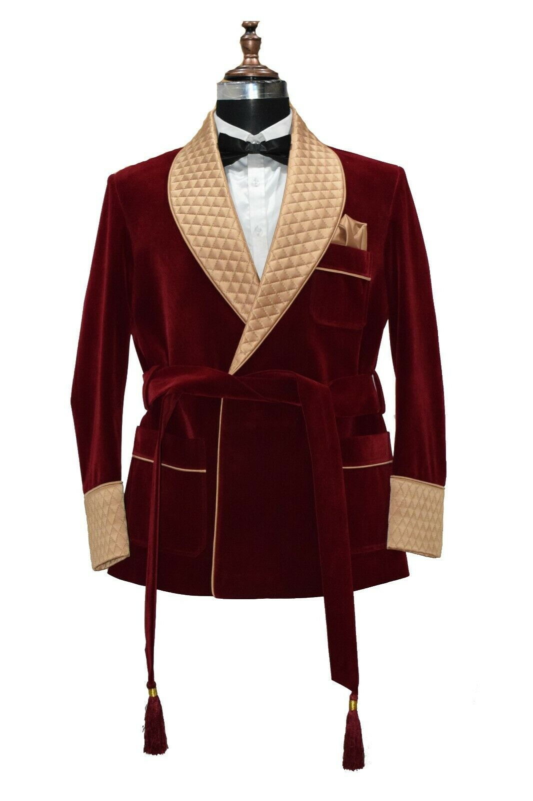 Men Maroon Smoking Jacket Elegant Luxury Designer Party Wear Blazers Coats