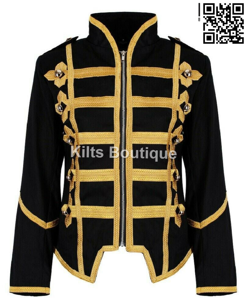 Womens Military Parade Jacket Ladies Hussar Drummer Officer Music Festival Jacket