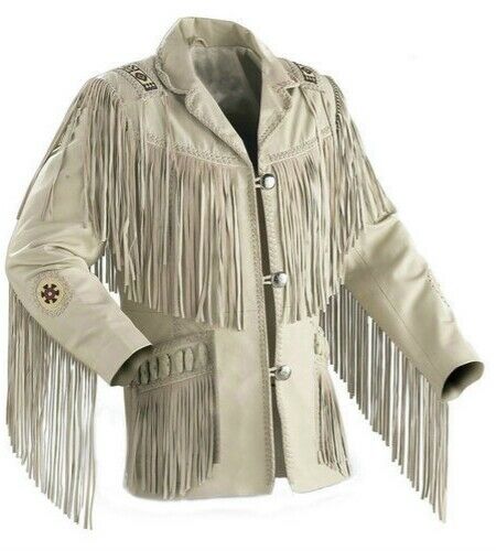 Men's Western coat cowboy suede leather jacket with Fringes Black