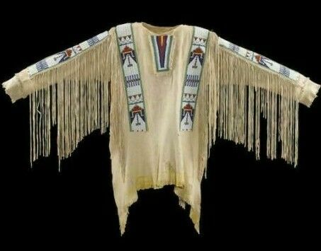 Western Jacket Buckskin Suede Leather Fringe & Beads War Shirt