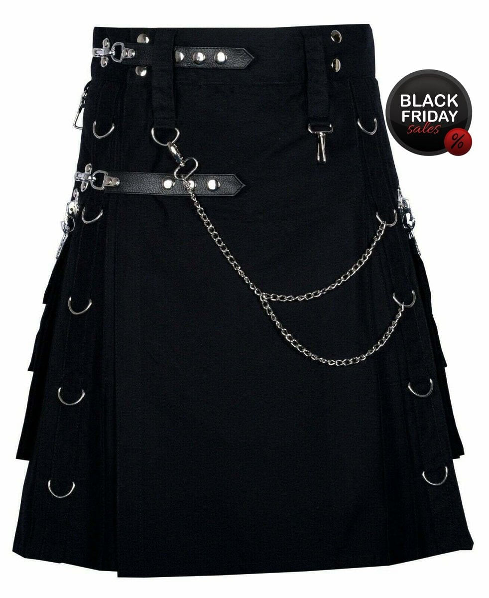 Sale Gothic Kilt Detachable Pockets Modern Gothic Fashion Kilt Active Men - #Kilts Boutique#