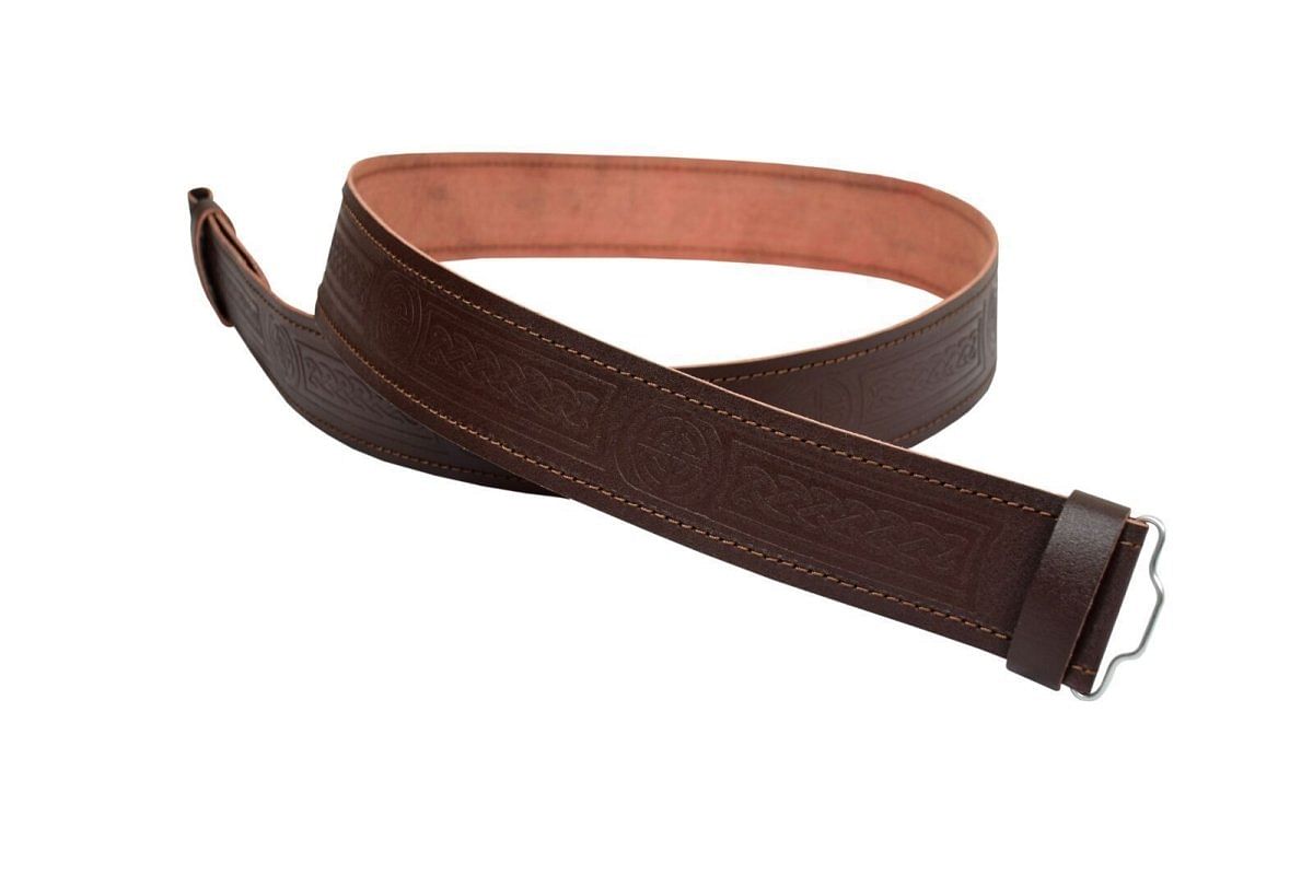 Scottish Brown Leather Belt Masonic,Thistle,Lion Rampart, Celtic & Plain Kilt Belts - #Kilts Boutique#