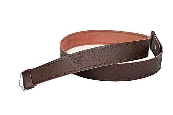 Scottish Brown Leather Belt Masonic,Thistle,Lion Rampart, Celtic & Plain Kilt Belts - #Kilts Boutique#