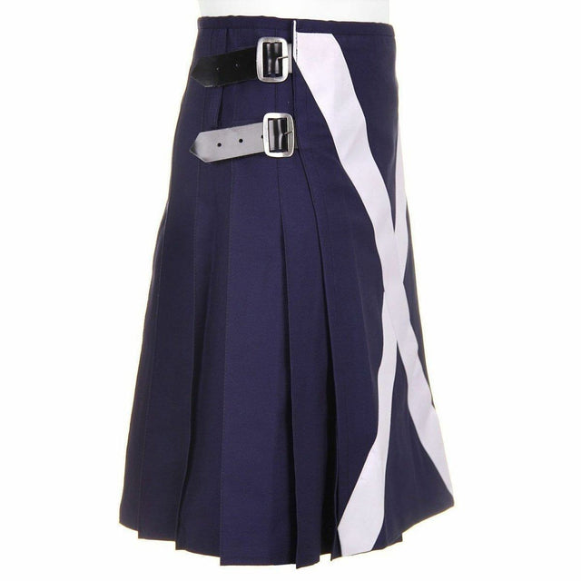 Scottish Flag Utility Kilt Custom Handmade Blue 100% Cotton Kilt - #Kilts Boutique#