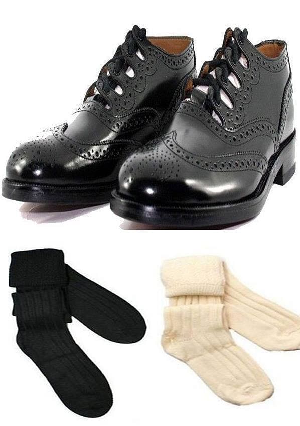 Scottish Ghillie Brogues Kilt Leather Shoes with Leather Sole UK Size 6 - 12 - #Kilts Boutique#