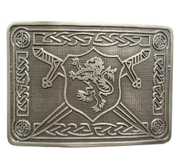 Scottish Highland Black Leather Plain Kilt Belt With Antique Rampant Lion Buckle - #Kilts Boutique#