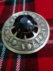 Scottish Highland Kilt Fly Plaid Brooch Thistle Design Antique Finish 3" - #Kilts Boutique#