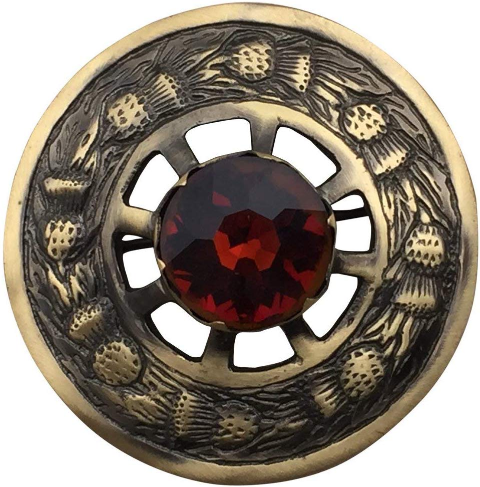 Scottish Highland Kilt Fly Plaid Brooch Thistle Design Antique Finish 3" - #Kilts Boutique#