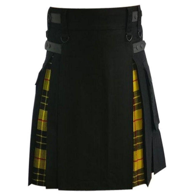 Scottish Hybrid Black & Mecleod of Lewis Tartan Kilt Men Handmade Utility Kilt - #Kilts Boutique#