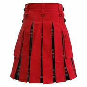 Scottish Hybrid Red & Black Stewart Tartan Kilt Men Utility Kilt - #Kilts Boutique#