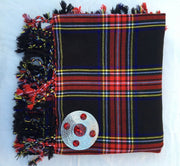 Scottish Kilt Fly Plaid Black Stewart Tartan 48" x 48"/Highland Fly Plaid brooch - #Kilts Boutique#