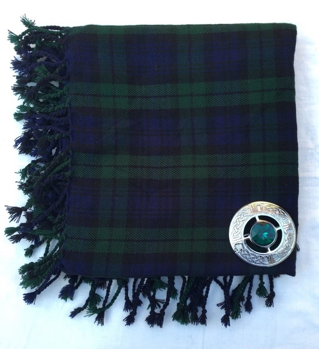 Scottish Kilt Fly Plaid Black Watch Tartan 48" x 48"/Highland Fly Plaid brooch - #Kilts Boutique#