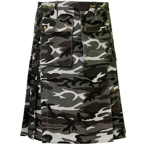 Scottish Men 100% Cotton Urban Camouflage Formal Police Kilt - #Kilts Boutique#