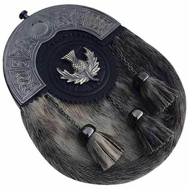Scottish Men Full Dress Kilt Sporrans Thistle Badge Antique Finish - #Kilts Boutique#