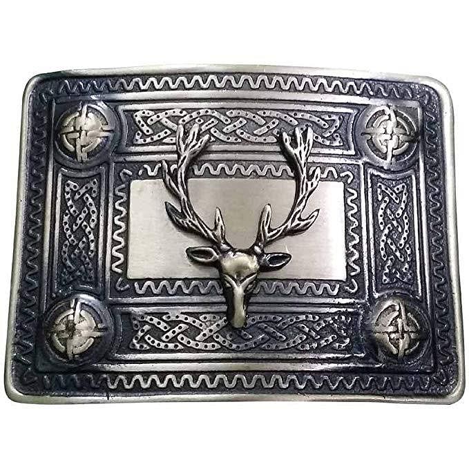 Scottish Men Kilt Antique Sporran Badge Style Stag Head Kilt Pin Buckle Fly Plaid Brooch - #Kilts Boutique#