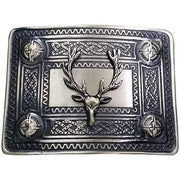 Scottish Men Kilt Antique Sporran Badge Style Stag Head Kilt Pin Buckle Fly Plaid Brooch - #Kilts Boutique#
