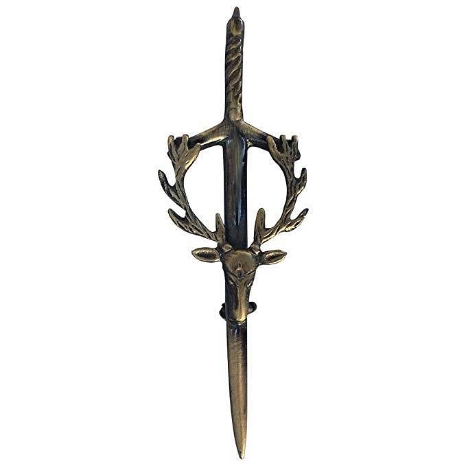 Scottish Men Kilt Antique Sporran Badge Style Stag Head Kilt Pin Buckle Fly Plaid Brooch - #Kilts Boutique#