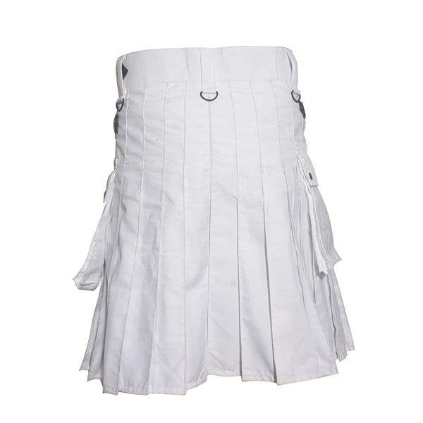 Scottish Men Utility Kilt White Utility Kilt Leather Straps Fashion Active Sport Kilt - #Kilts Boutique#