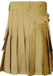 Scottish Men Utility Sports Kilt Khaki Cotton 100% Unisex Adult Custom Kilt - #Kilts Boutique#