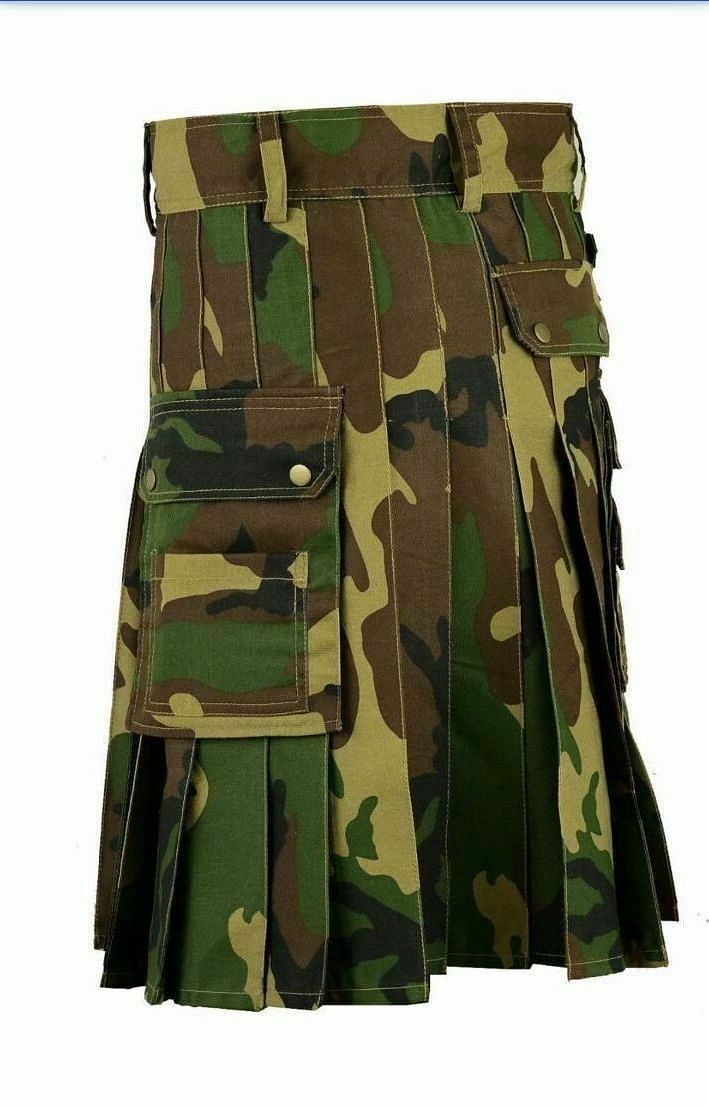 Scottish Mens Army Kilt Tactical Men Woodland Camouflage Tactical Army Utility - #Kilts Boutique#
