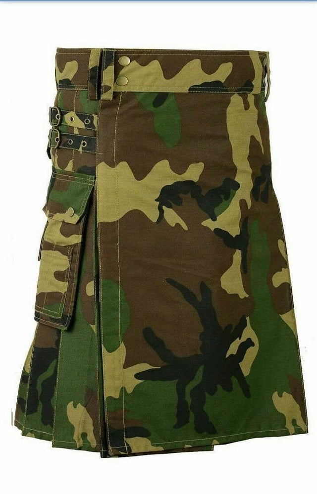 Scottish Mens Army Kilt Tactical Men Woodland Camouflage Tactical Army Utility - #Kilts Boutique#