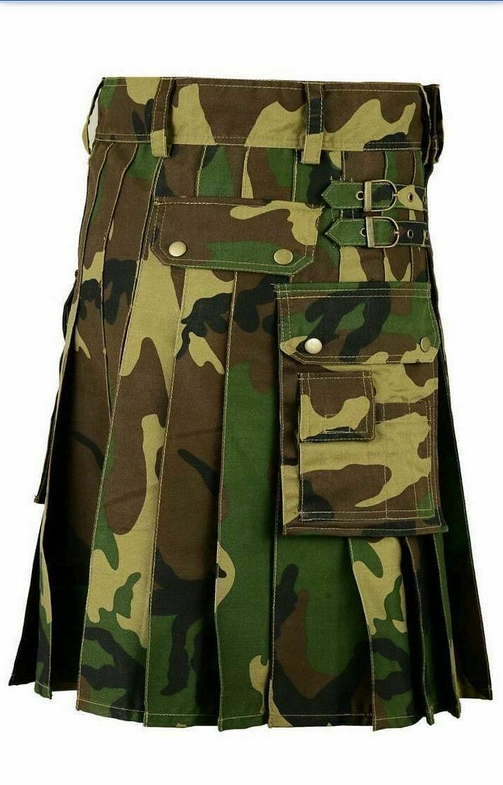 Scottish Mens Army Kilt Tactical Men Woodland Camouflage Tactical Army Utility - #Kilts Boutique#