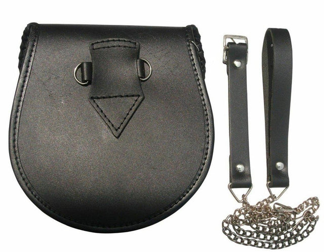 Scottish Men Great Masonic Dress Leather Sporran with chain belt