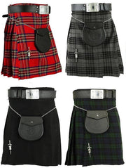 Scottish Men's Kilt Set Sporran, Chain, Belt, Buckle, Pin Traditional Dress Tartan Kilt Set - #Kilts Boutique#