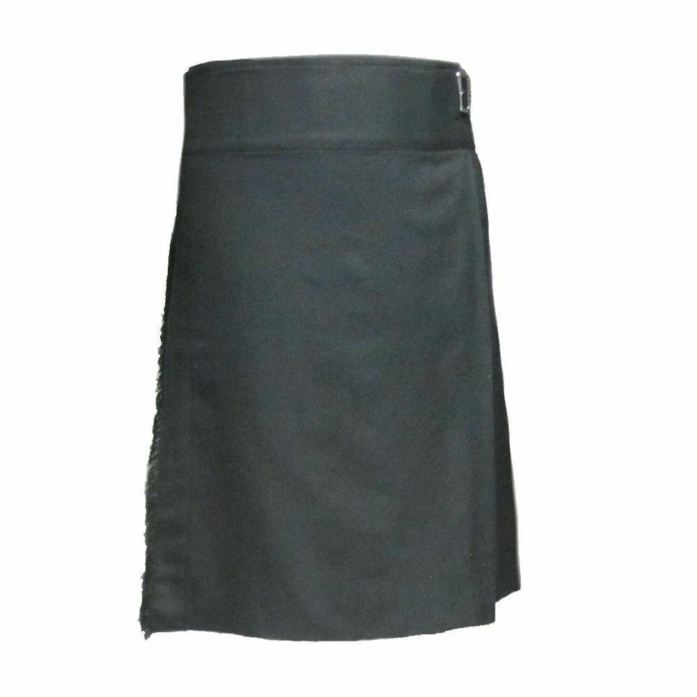 Scottish Men's Set Kilt Black 5 Yard Highland Tartan Full Kilt Set - #Kilts Boutique#