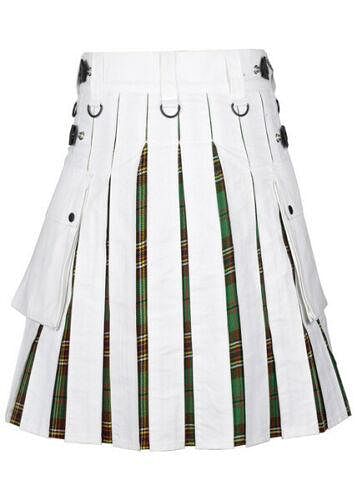 Scottish Men's White Cotton Utility Hybrid Kilt - Tara Murphy - #Kilts Boutique#